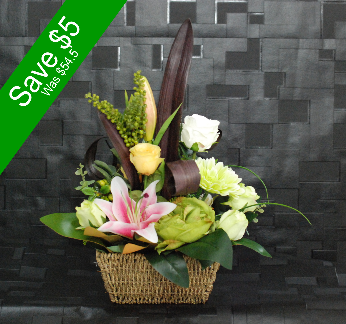 Artificial-Green Arrangement - Angkor Flowers