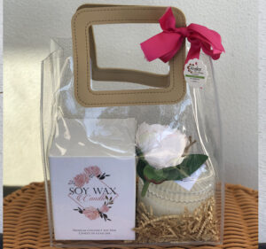 Soy Wax Candle in Transparency gift bag- Frangipani