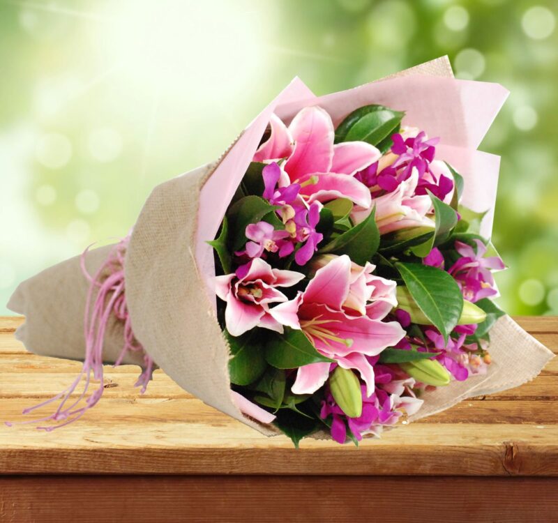 Delightful Pink and Purple Bouquet