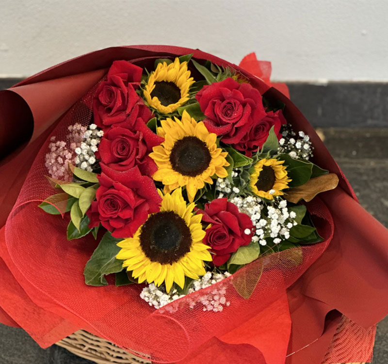 Summer Sunflower and Rose Bouquet-B55