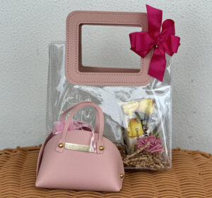 Cute Mini Purse PINK with soap or handcream in a clear gift bag - Style 3
