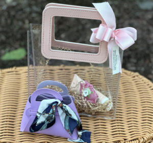 Cute Mini Purse PURPLE with soap or handcream in a clear gift bag - Style 1
