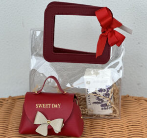 Cute Mini Purse RED with soap or handcream in a clear gift bag - Style 2