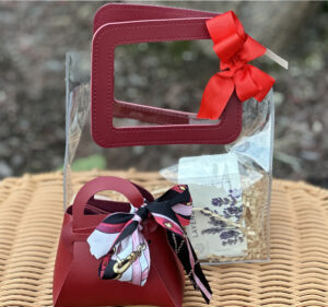 Cute Mini Purse RED with soap or handcream in a clear gift bag - Style 1