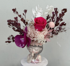 Everlasting Flowers Pink in Cute Girl Pot