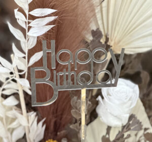 Happy Birthday Signage Topper Silver - Style 7